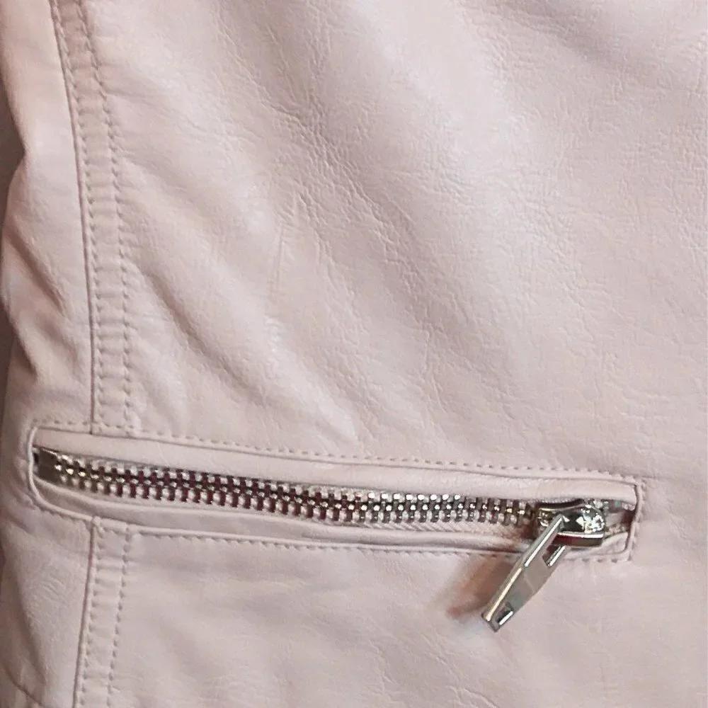 BLANK NYC PINK ZIPPERED FASHION MOTO LEATHER JACKET - SIZE XS - Picture 7 of 8